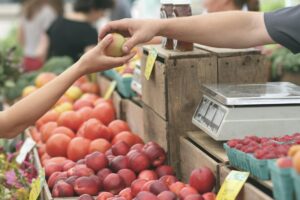 Fresh fruit and vegetables at a farmer's market